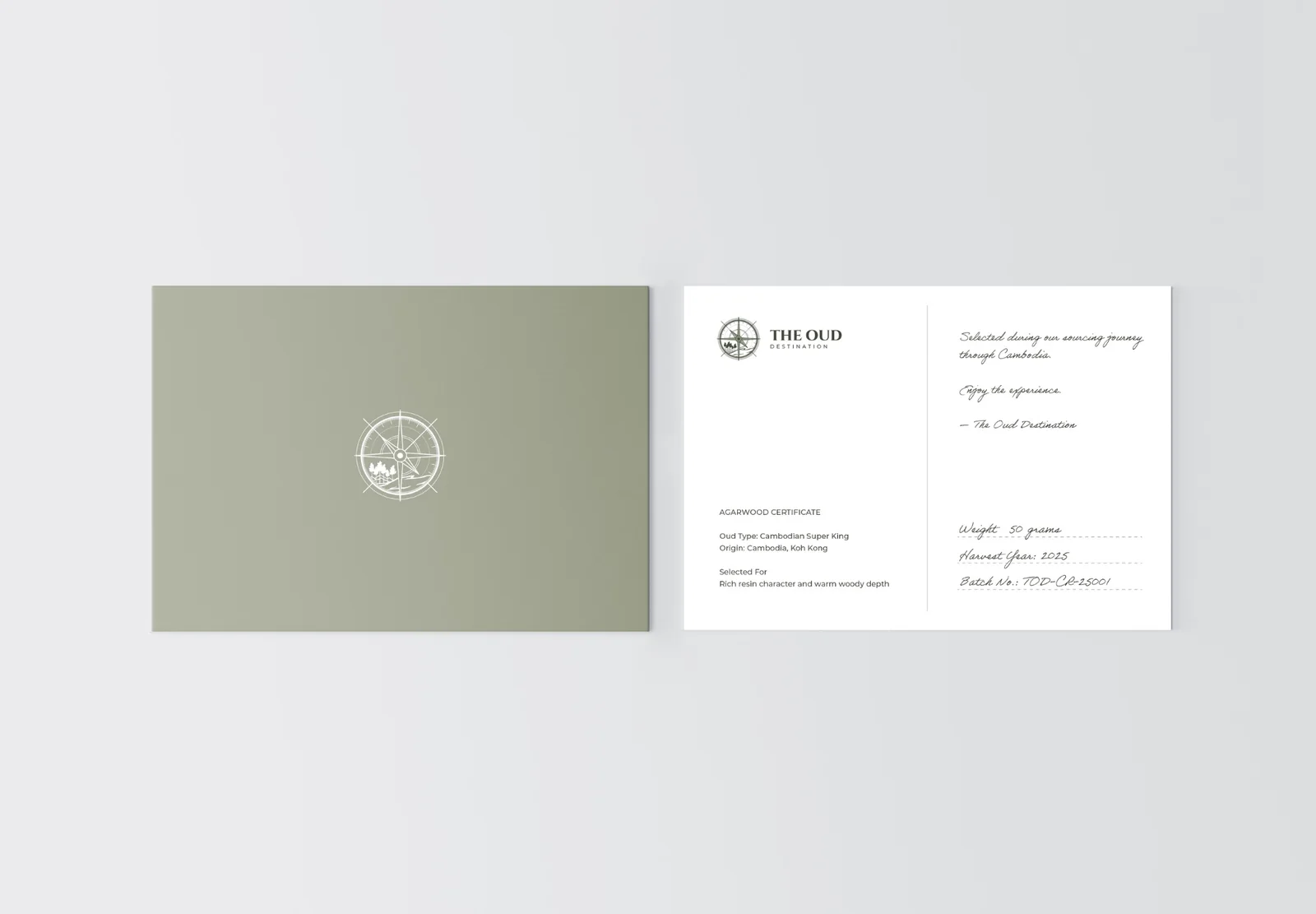 The Oud Destination certificate design